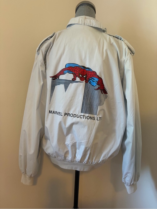 Vintage Other - Rare 80s Vintage Marvel Productions Spider-Man Light Blue Gray Bomber Jacket